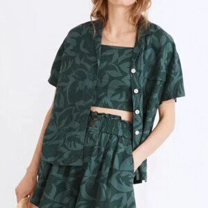 Madewell Linen Blend Matching Button Up (XXS) and Cropped Tank (S)